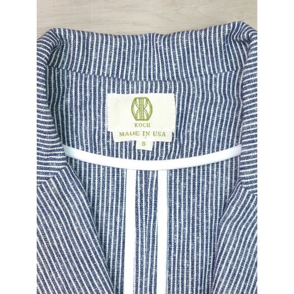 KOCH Made in USA Striped Blazer in Lightweight Cotton-Linen Feel, Size S - Picture 2 of 12